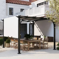 Outsunny 10' x 10' Outdoor Pergola Patio Gazebo Canopy Sun Shelter, Steel Frame, White(m-8)