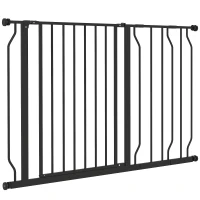 PawHut 30"- 45" Easy Install Pet Gate w/ Door & Double Locking System, Extra Wide Dog Gate for Stairs, Hallways, Black(m-2)