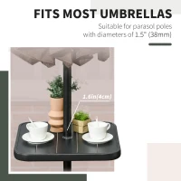 Outsunny 19" Beach Umbrella Table Tray, Portable Square Umbrella Table Top with Umbrella Hole for Swimming Pool, Patio, Deck, Garden, Black(m-4)