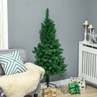 HOMCOM 5' Artificial Half Christmas Trees with Auto Open, Steel Base, for Indoor Xmas Décor(m-10)