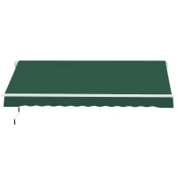 Outsunny 12' x 8' Retractable Awning Patio Awnings Sun Shade Shelter with Manual Crank Handle, UV & Water-Resistant Fabric and Aluminum Frame for Deck Balcony Yard, Green(m-11)
