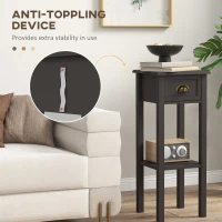 HOMCOM 2-Tier Side Table with Drawer and Shelf, End Table for Living Room and Hallway, Coffee(m-6)