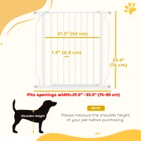PawHut 30"- 34" Easy Install Pet Gate w/ Door & Double Locking System, Extra Wide Dog Gate for Stairs, Hallways, White(m-3)