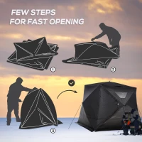 Outsunny 4-Person Insulated Ice Fishing Tent, Portable Ice Fishing Shelter with Ventilation Windows, Carry Bag, Two Doors and Anchors for Low-Temp -22℉(m-5)