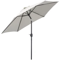 Outsunny 8.5' Round Aluminum Patio Umbrella 6 Ribs Market Sunshade Tilt Canopy w/ Crank Handle Garden Parasol Cream White(m-11)