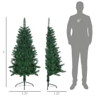 HOMCOM 5' Artificial Half Christmas Trees with Auto Open, Steel Base, for Indoor Xmas Décor(m-3)