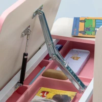Qaba Wooden Kids Study Desk, Height Adjustable Children School Study Table, Student Writing Desk with Tilt Desktop, Drawer, Storage Shelf, Pen Holder, Pink(m-8)