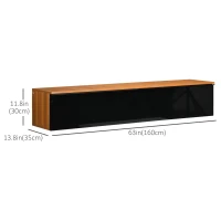 HOMCOM Wall Mounted TV Stand, Floating TV Cabinet for up to 70" TVs with Storage, High Gloss Effect, Brown and Black(m-3)