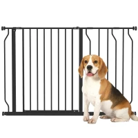 PawHut 30"- 45" Easy Install Pet Gate w/ Door & Double Locking System, Extra Wide Dog Gate for Stairs, Hallways, Black(m-11)