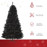 HOMCOM 7ft Artificial Christmas Tree Holiday Home Indoor Decoration with Automatic Open, Black(m-4)