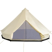 Outsunny 16.4' Large Family Teepee Tent Canvas Bell Tent Camp Shelter for Camping Hunting Beige(m-11)