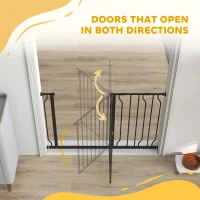 PawHut 30"- 45" Easy Install Pet Gate w/ Door & Double Locking System, Extra Wide Dog Gate for Stairs, Hallways, Black(m-9)