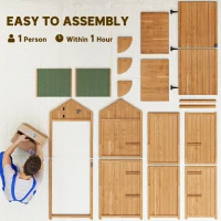 Outsunny 30" x 21" x 71" Garden Storage Shed, Outdoor Tool Utility Storage House  with 3 Tier Shelves and Roof, Brown(m-7)