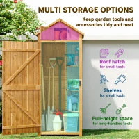 Outsunny 30" x 21" x 71" Garden Storage Shed, Outdoor Tool Utility Storage House  with 3 Tier Shelves and Roof, Brown(m-4)