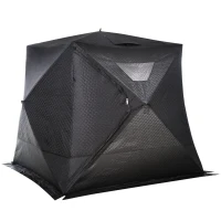 Outsunny 4-Person Insulated Ice Fishing Tent, Portable Ice Fishing Shelter with Ventilation Windows, Carry Bag, Two Doors and Anchors for Low-Temp -22℉(m-11)