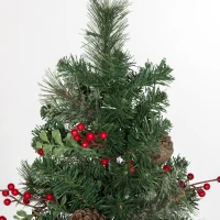 HOMCOM 2ft 2 Pack Artificial Christmas Tree, Pre Lit Christmas Tree with Red Berries and Pine Cones, Battery Operated, Green(m-9)