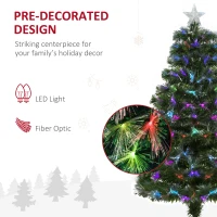 HOMCOM 4ft Pre-Lit Optic Fiber Xmas Tree Artificial Spruce Tree Top Star(m-5)