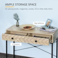 HOMCOM 36" Console Table with 2 Storage Drawers, Narrow Entryway Table with Metal Frame and Back X-Bar for Behind Couch, Living Room, Study Room, Office(m-6)