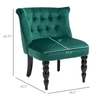 HOMCOM Vintage Leisure Accent Chair, Armless Chair with Button Tufted Straight Back, Turned Legs, Thick Sponge Padding for Living Room, Dining Room, Study, Dark Green(m-3)