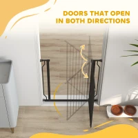 PawHut 30"- 34" Easy Install Pet Gate w/ Door & Double Locking System, Extra Wide Dog Gate for Stairs, Hallways, Black(m-9)