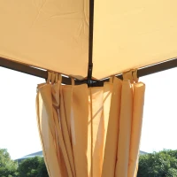 Outsunny 10x10ft Patio Gazebo Canopy Double-tire Garden Shelter Outdoor Sun Shade with Curtains, Beige(m-9)