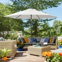 Outsunny 8.5' Round Aluminum Patio Umbrella 6 Ribs Market Sunshade Tilt Canopy w/ Crank Handle Garden Parasol Cream White(m-8)