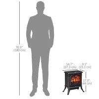 HOMCOM Electric Fireplace Heater, Freestanding Fireplace Stove with Realistic Flame, Overheat Protection, 750W/1500W, Black(m-3)