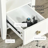 HOMCOM Side Table, Modern Coffee End Table with Drawer and Shelf, Nightstand for Bedroom, Living Room, White(m-7)