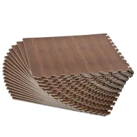HOMCOM Wood Grain Floor Mats 1/2 Inch Thick, Interlocking EVA Foam Mats Tiles with Borders, Puzzle Exercise Mat for Home and Fit Equipment, 24 in x 24 in, Pack of 18(m-11)