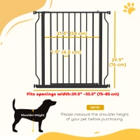 PawHut 30"- 34" Easy Install Pet Gate w/ Door & Double Locking System, Extra Wide Dog Gate for Stairs, Hallways, Black(m-3)