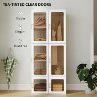 HOMCOM Portable Wardrobe, Foldable Plastic Closet with 6 Compartments, Hanging Rod and Magnetic Doors, White(m-7)