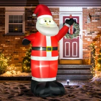 HOMCOM 8ft Inflatable Christmas Santa Claus Waving Hands, Blow-Up Outdoor LED Yard Display for Lawn Garden Party(m-1)