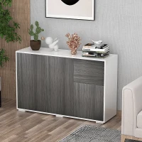 HOMCOM Kitchen Sideboard Storage Cabinet, Modern Coffee Bar with Push-Open Design and 2 Drawers for Living Room, Light Grey(m-1)