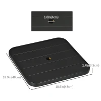 Outsunny 19" Beach Umbrella Table Tray, Portable Square Umbrella Table Top with Umbrella Hole for Swimming Pool, Patio, Deck, Garden, Black(m-3)