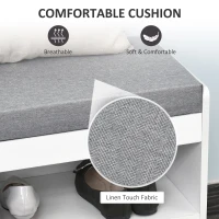 HOMCOM Shoe Bench with Storage, Modern Upholstered Entryway Bench with Shelves, Drawers and Table Top for Living Room, Hallway, White(m-5)