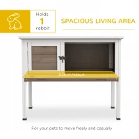 PawHut Wooden Rabbit Hutch with Openable Asphalt Roof, Tray, Brown(m-4)