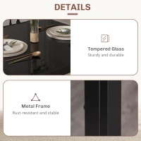 HOMCOM 3-Piece Rectangular Glass Kitchen Table and Chairs with Metal Frame and Faux Leather Upholstery for Dining Room, Black(m-6)