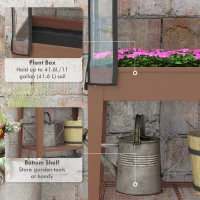 Outsunny 3' x 1' x 4' Raised Planter with Greenhouse Cover and Roll-up Door Mobile Elevated Garden Bed on Wheels for Herbs Brown(m-5)