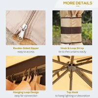 Outsunny 10' x 12' Soft-top Large Gazebo Canopy Tent with Double Canopy Roof Eaves, Mesh Netting Sidewalls, Steel Frame, Beige(m-5)