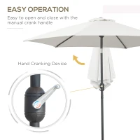 Outsunny 8.5' Round Aluminum Patio Umbrella 6 Ribs Market Sunshade Tilt Canopy w/ Crank Handle Garden Parasol Cream White(m-4)