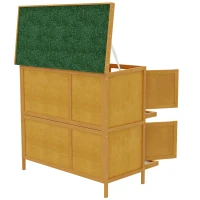 PawHut Wood Rabbit Hutch with 2 Large Main House, Ramp, Trays, Yellow(m-9)