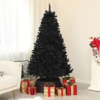 HOMCOM 5ft Artificial Christmas Trees with Auto Open and Steel Base, Black(m-1)