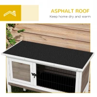 PawHut Wooden Rabbit Hutch with Openable Asphalt Roof, Tray, Brown(m-7)