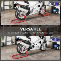 HOMCOM Motorcycle Stand Lift, 850 lbs Capacity Front & Rear Combo Wheel Paddock Stand Lift for Dirt Bikes, Red(m-6)