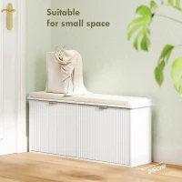 HOMCOM Entryway Bench with Padded Seat and Flip-Drawers, Holds up to 529lbs, Shoe Storage Bench for 10 Pairs of Shoes, White(m-4)