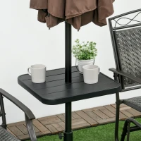 Outsunny 19" Beach Umbrella Table Tray, Portable Square Umbrella Table Top with Umbrella Hole for Swimming Pool, Patio, Deck, Garden, Black(m-1)