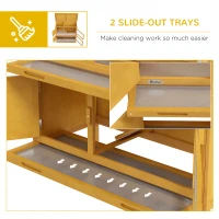 PawHut Wood Rabbit Hutch with 2 Large Main House, Ramp, Trays, Yellow(m-6)