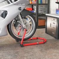 HOMCOM Motorcycle Stand Lift, 850 lbs Capacity Front & Rear Combo Wheel Paddock Stand Lift for Dirt Bikes, Red(m-10)
