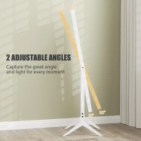 HOMCOM Free Standing Mirror with Lights and Adjustable Angles 60" x 18" Floor Mirror with Frame for Bedroom Living Room, White(m-6)