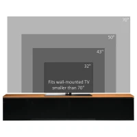 HOMCOM Wall Mounted TV Stand, Floating TV Cabinet for up to 70" TVs with Storage, High Gloss Effect, Brown and Black(m-6)